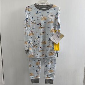 New Burt's Bees Kids Pajama Set - Light Blue and Gray size 3T